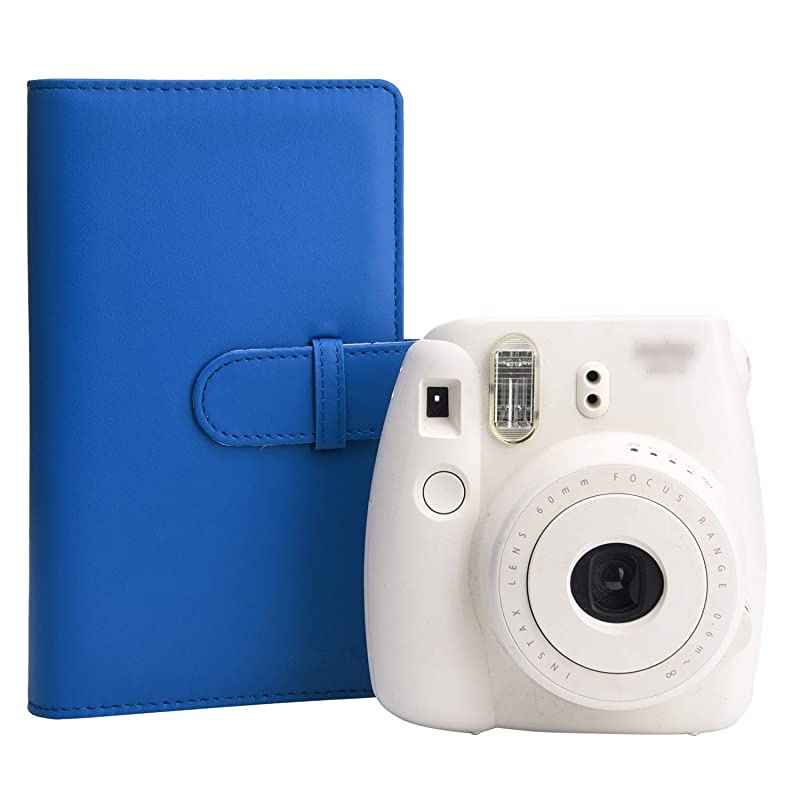 Wallet PU Leather Photo Album Compatible with Fujifilm Instax Mini Instant Film Dark Blue