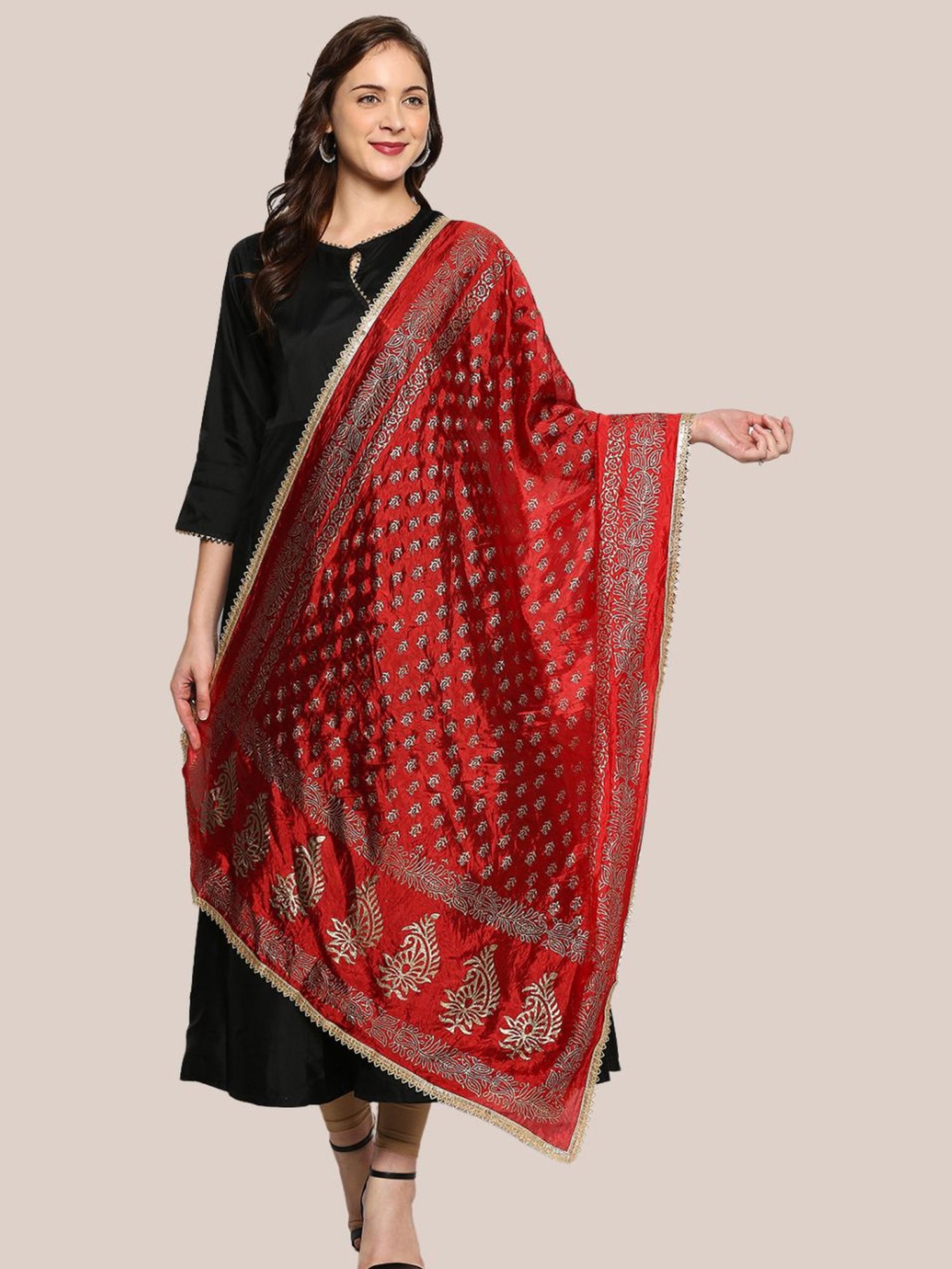 Dupatta Bazaar Red Zari Work Dupatta