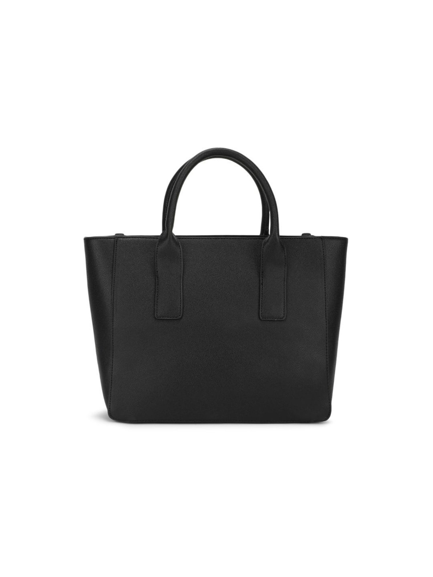 Tyra Eslia Black Solid Faux Leather Tote Handbag