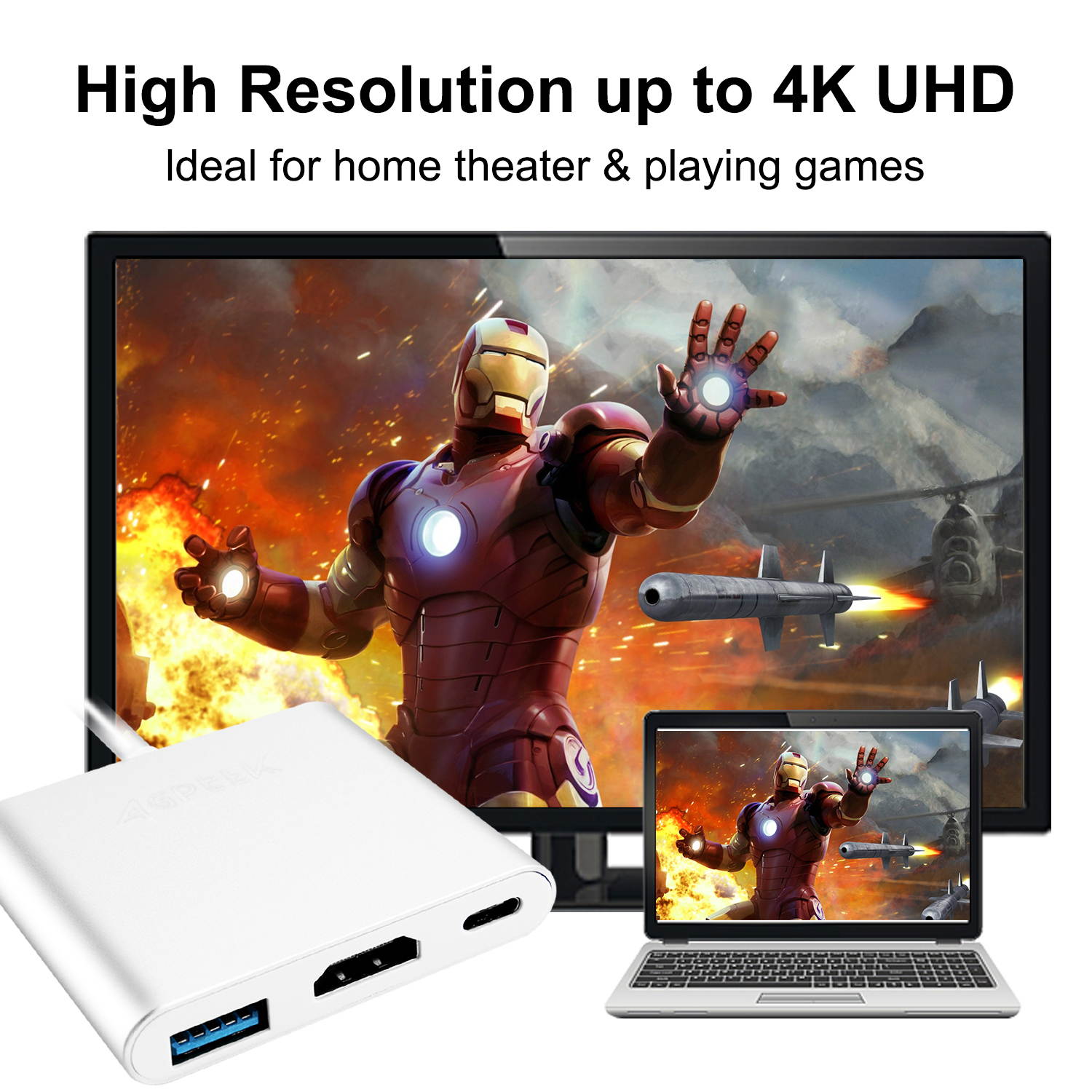 Type C USB 3.1 to USB-C 4K HDMI USB 3.0 Adapter 3 in 1 Hub For Macbook Pro