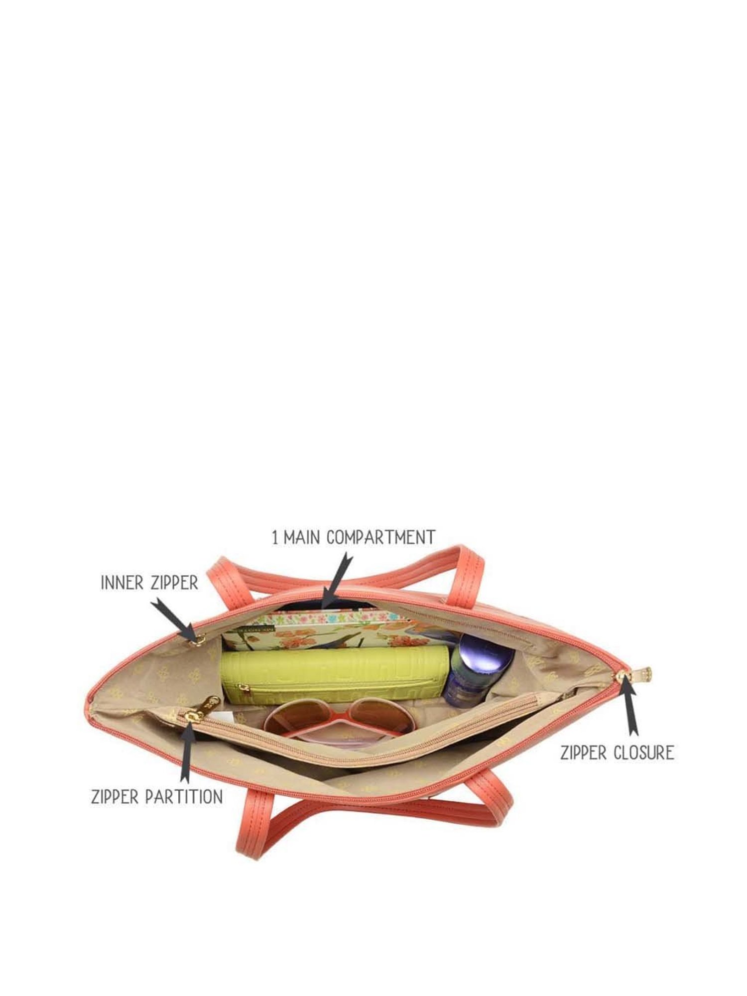 Baggit Red Solid Large Tote Handbag