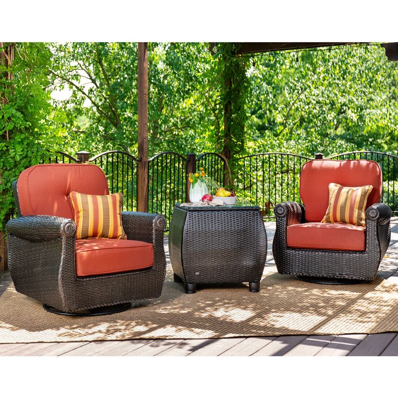 La-Z-Boy Outdoor Breckenridge 1pc Wicker Outdoor Swivel Rocker Set with Sunbrella Meredian Brick Cushion