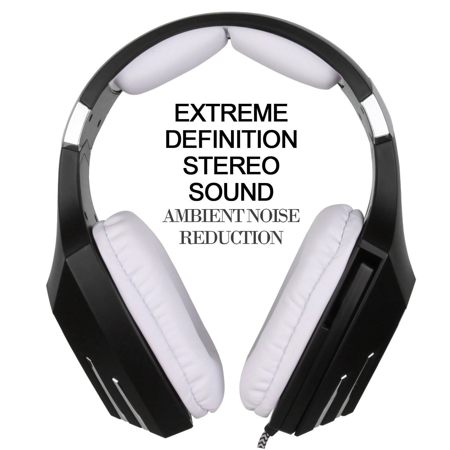 SADES A60S/OMG PC Wired USB Stereo Gaming Headset Headband Over Ear Headphones with Microphone Noise Isolating Volume Control LED Light (Black+White)