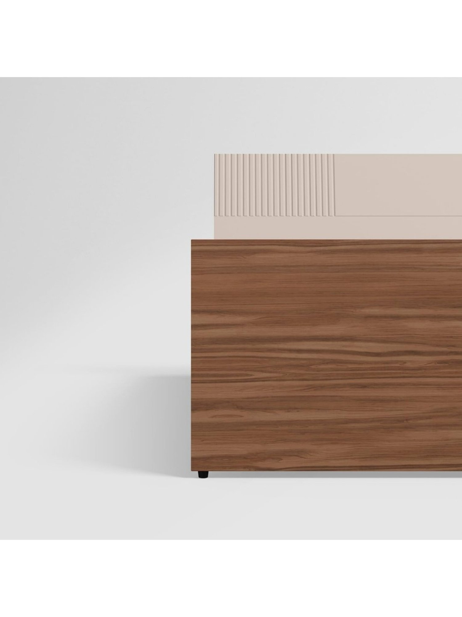 Godrej Interio Flutes Morf Cream Engineered Wood King Size Bed without Storage