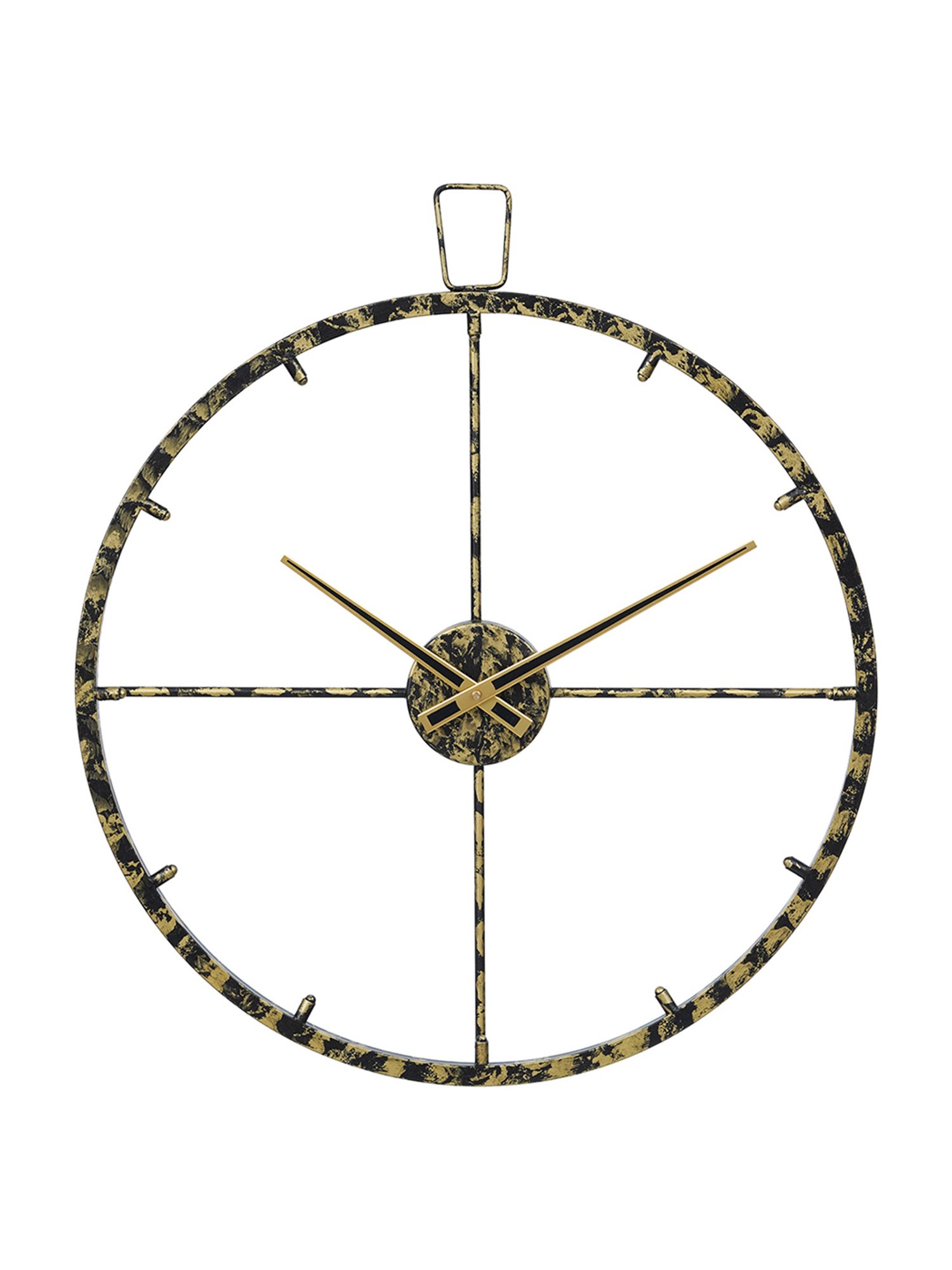 CHRONIKLE Round Black & Gold Iron Wall Clock