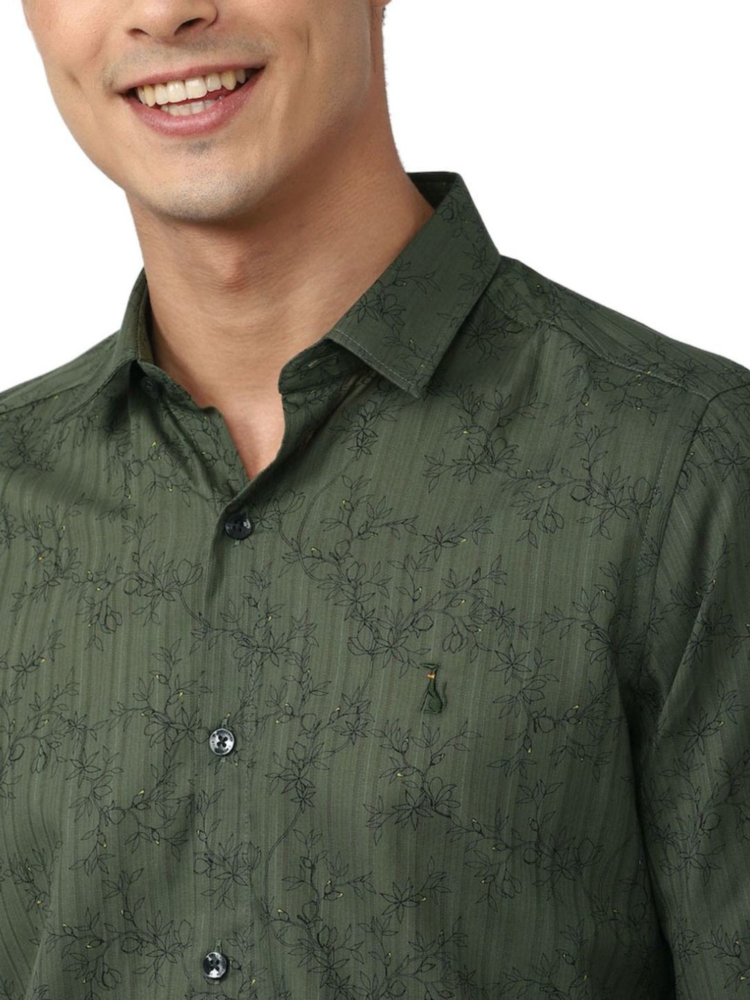 Simon Carter London Green Printed Slim Fit Shirt
