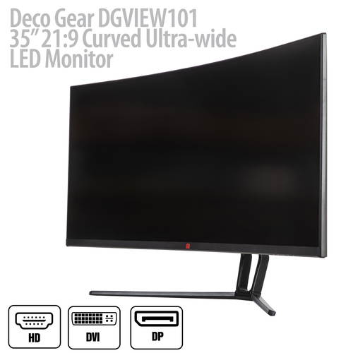 Deco Gear 35" 2560 x 1080 21:9 DVI, HDMI, DisplayPort Curved Ultrawide LED Gaming Monitor