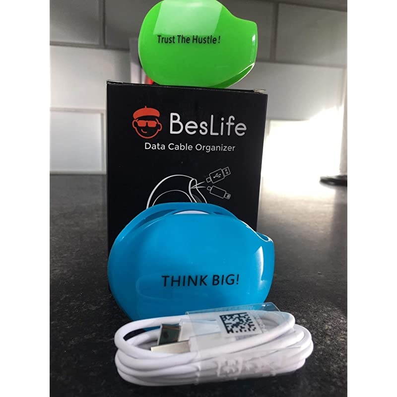 Cable Organizer Automatic Retractable Cord Organizer for standard USB Cables iphone Android and Braided charging cables Headphone and Laptop Cables SmallLarge GreenBlue