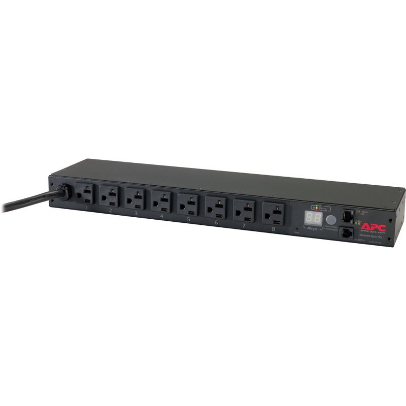 Schneider Electric Rack PDU, Metered, 1U, 20A, 120V, (8) 5-20 - Metered - NEMA L5-20P - 8 x NEMA 5-20R - 120 V AC - 1920 W - 1U - Rack Mount