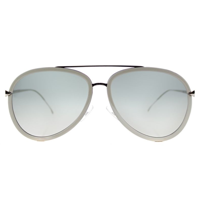 Fendi Funky Angle  V5A Unisex Aviator Sunglasses Beige Palladium 57mm