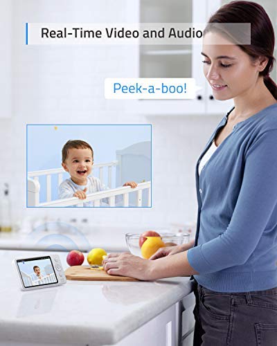 Eufy Baby Monitor, Security Spaceview S Video Monitor, Peace of Mind for New Moms, 5 inch LCD Display, 110&deg; Wide-Angle Lens Included, 720p HD, Lullaby Mode, Night Vision, Day-Long Battery, Crib Mount