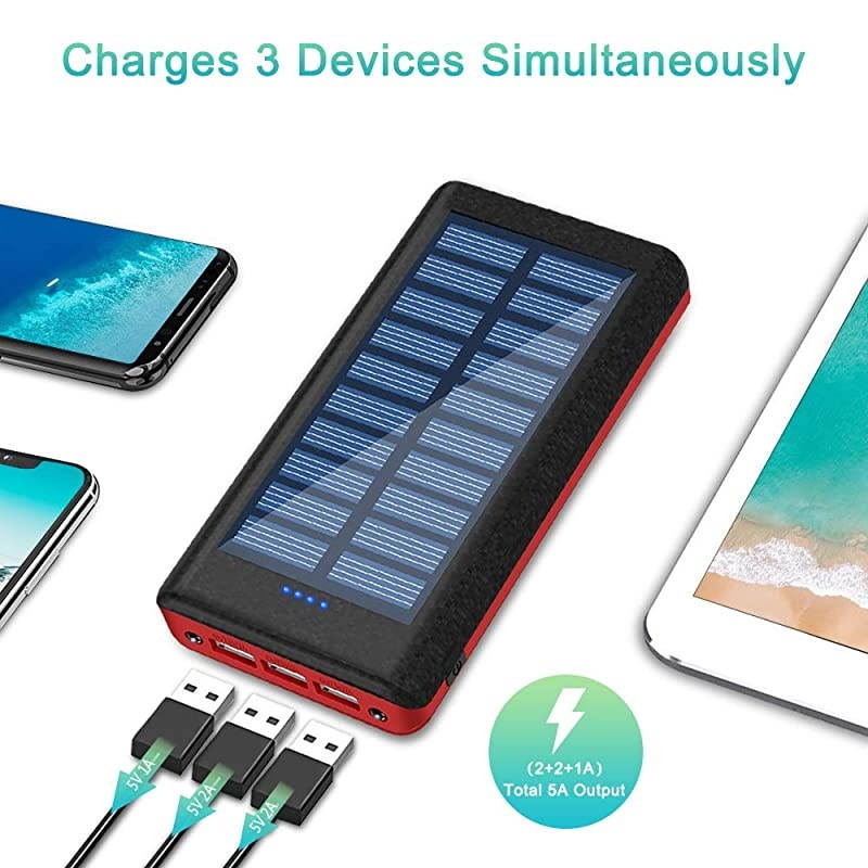 Charger Power Bank 25000 mAh Portable Charger 3 Output Battery Pack with Flashlight Including Small USB Fan Compatible Android Phone Tablet and Other Smart Devices