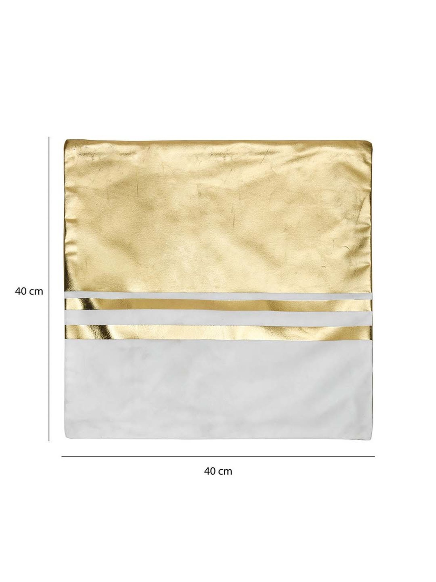 @home Nilkamal Off White & Gold Polyester Cushion Cover