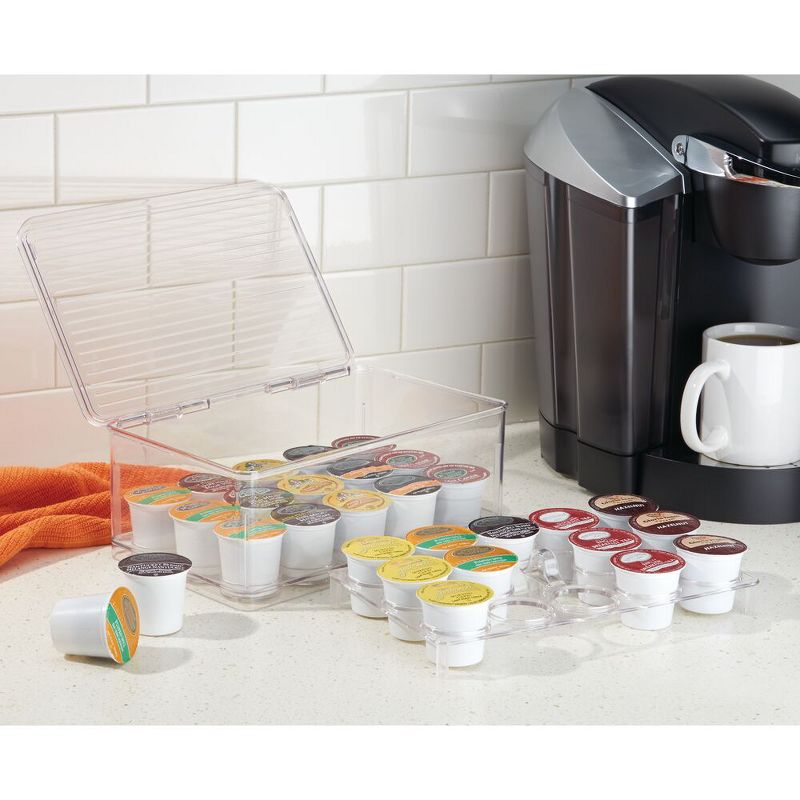 mDesign Plastic Stackable Kitchen Box for Coffee Pods, Tea Bags, Set of 2, Clear