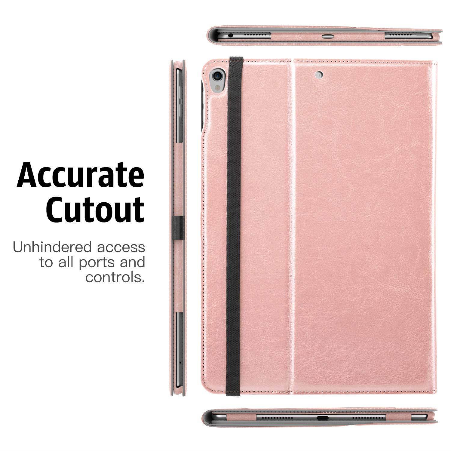 MoKo Case Fit New iPad Air (3rd Generation) 10.5" 2019/iPad Pro 10.5 2017 - Slim Folding Stand Folio Cover Case with Auto Wake/Sleep and Document Card Slots, Multiple Viewing Angles - Rose Gold