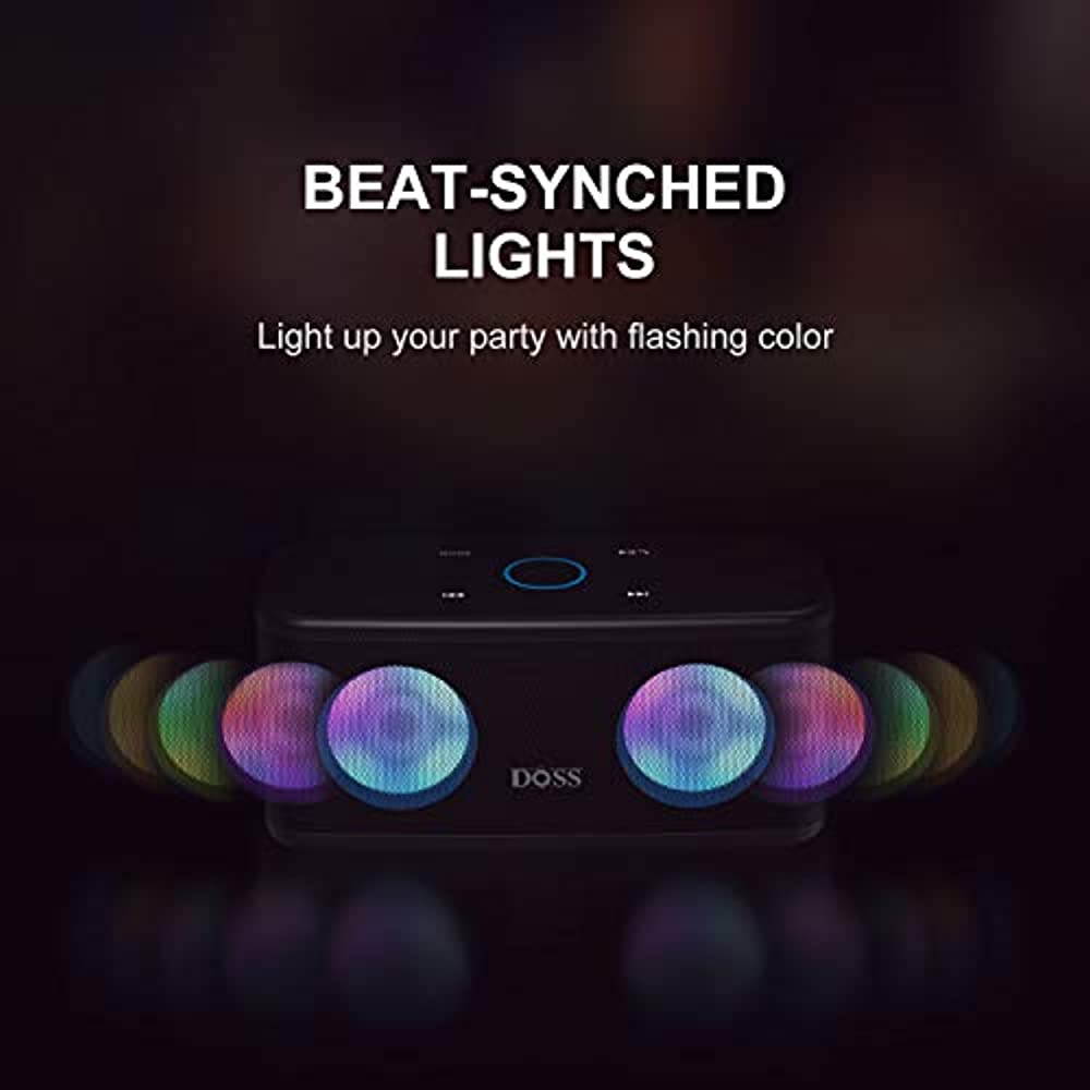 DOSS SoundBox Plus Portable Wireless Bluetooth Speaker with HD Sound and Deep Bass, Wireless Stereo Pairing, Built-in Mic, 20H Playtime, Wireless Speaker for Phone, Tablet, TV, and More.-Black