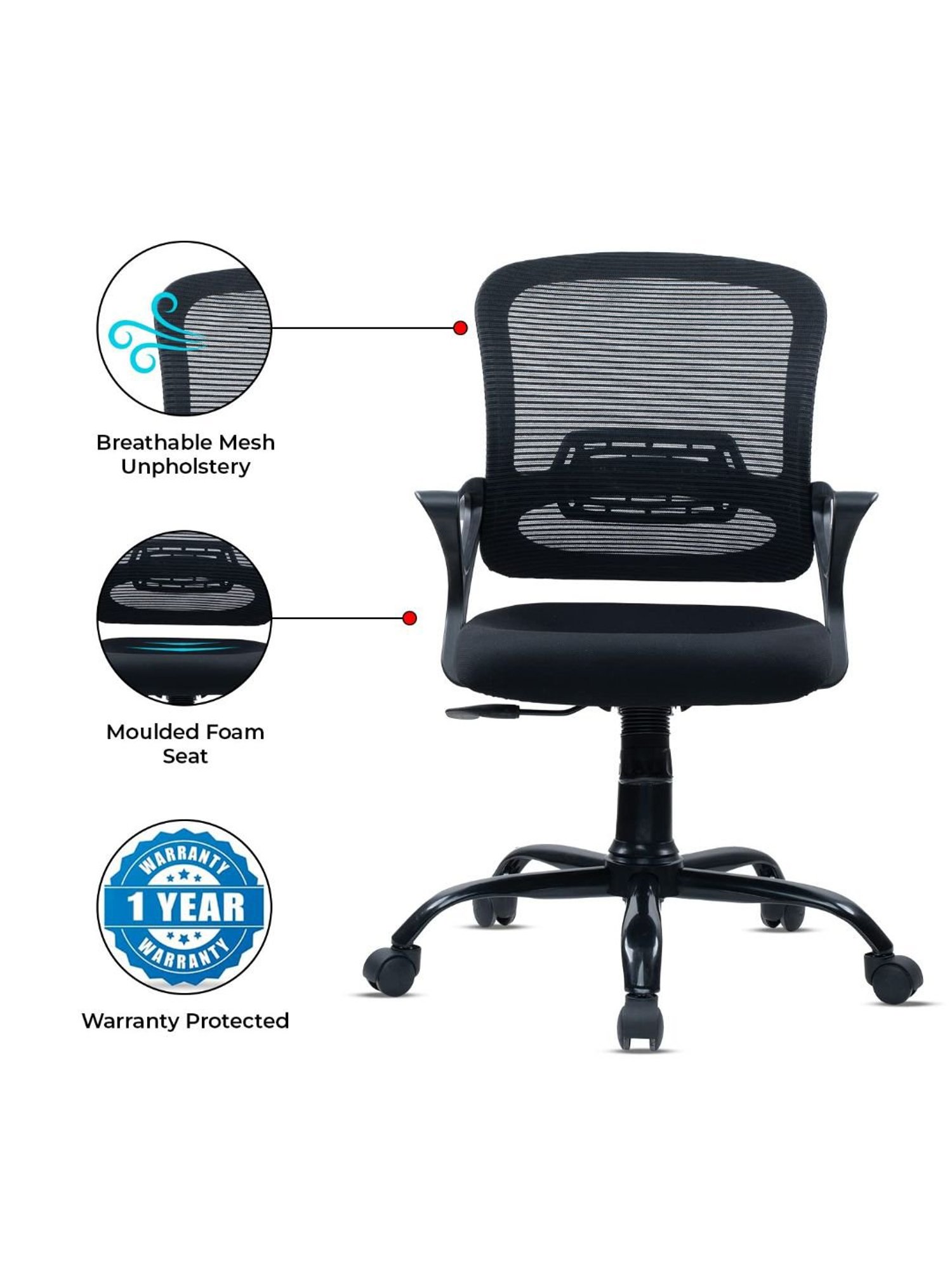 Green Soul Pebble Black Foam Ergonomic Office Chair