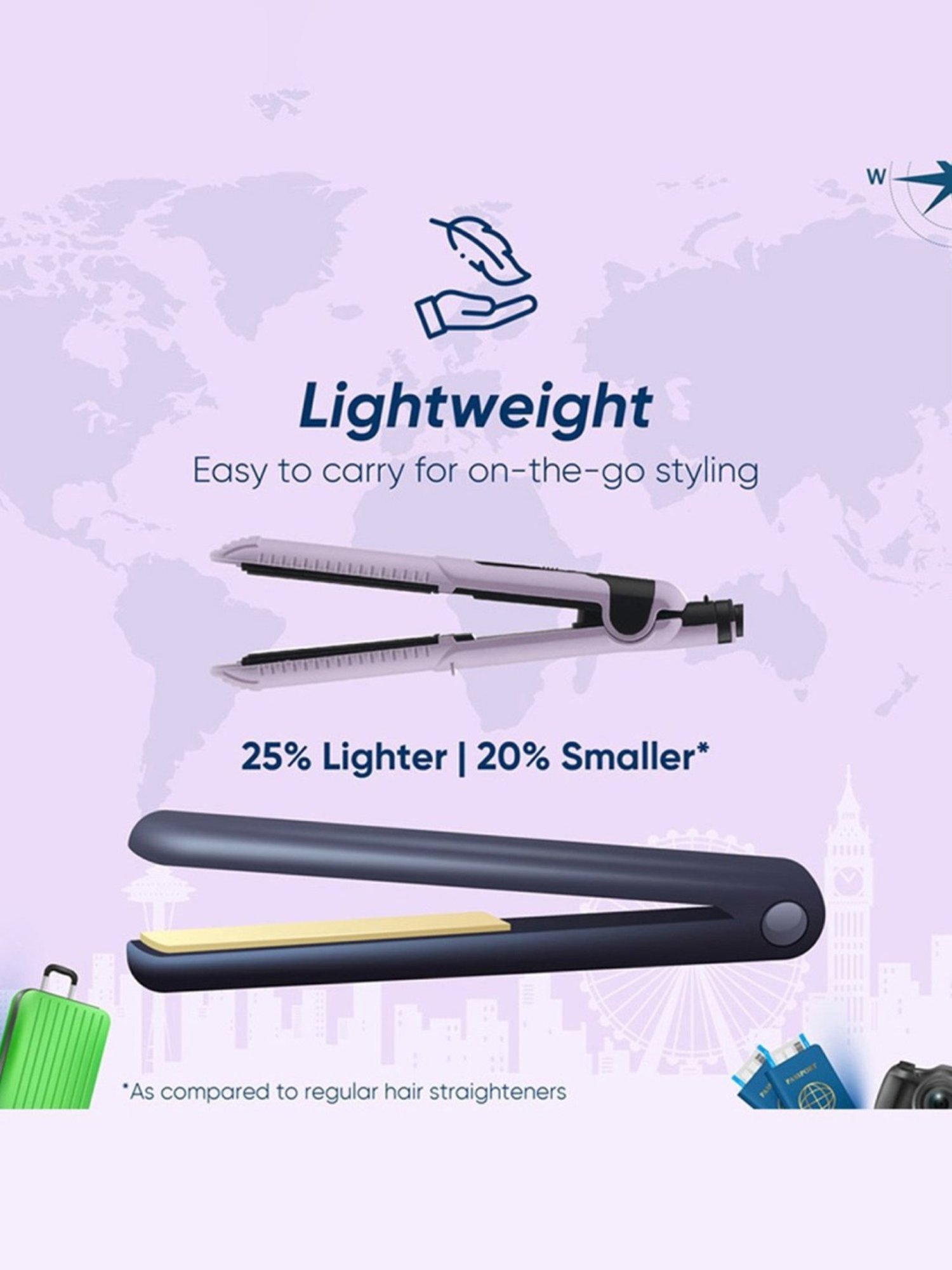 Vega Mini Hair Straightener for Women with Ceramic Coated Plates, Best for Travelling (VHSH-40)