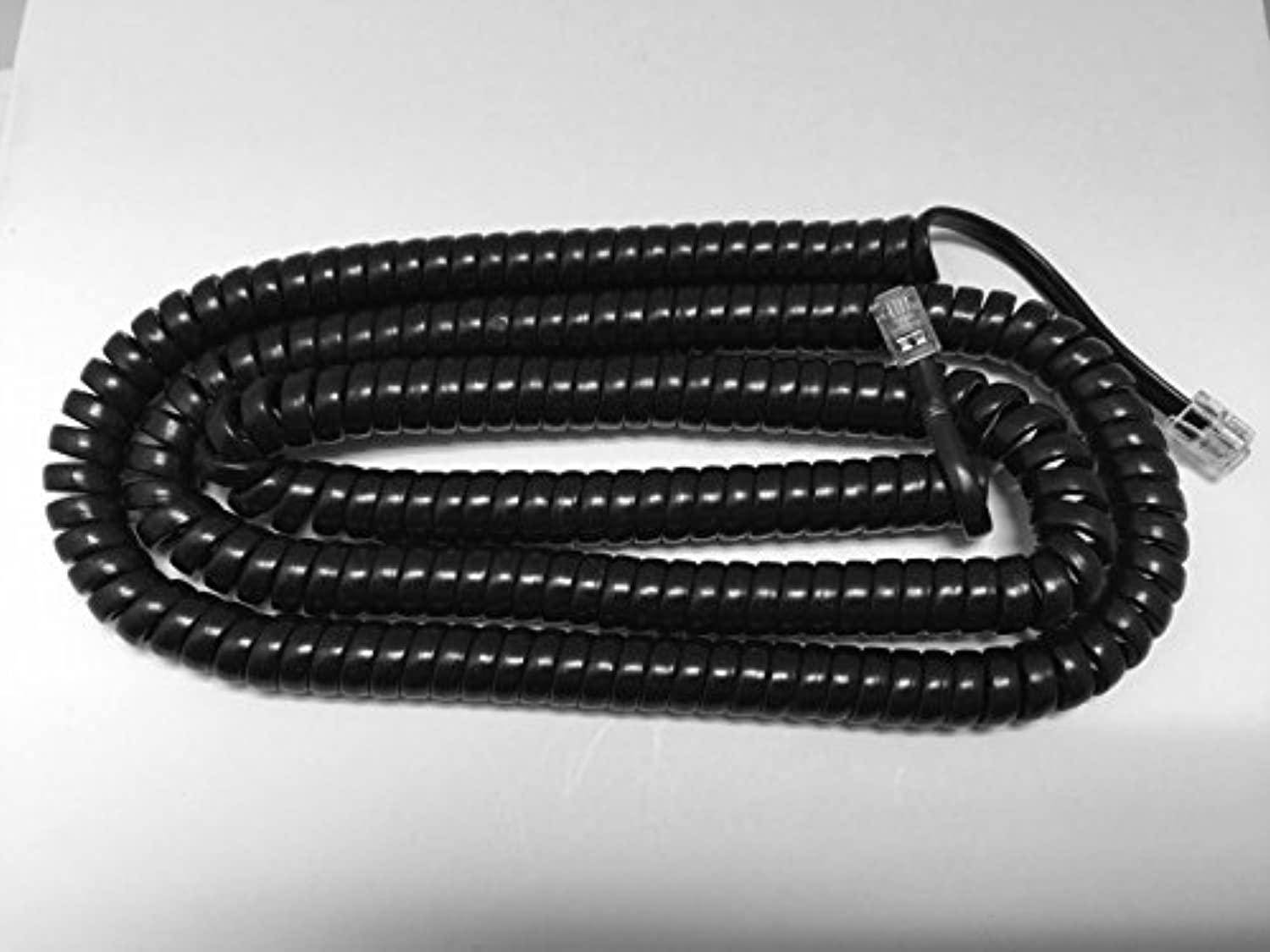 the voip lounge 25 foot gloss black long phone handset receiver curly coil cord