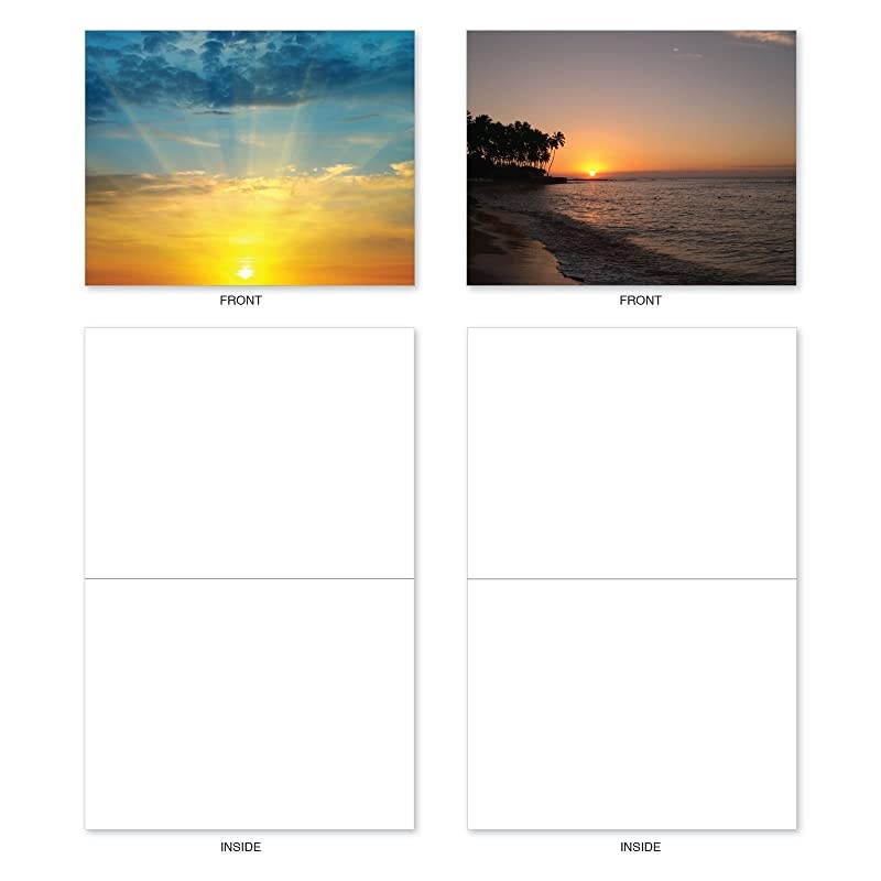 Sun Settings 10 Assorted Note Cards Blank 4 x 512 Inch Assorted Scenic Landscapes Sunset Cards Boxed M1740BN
