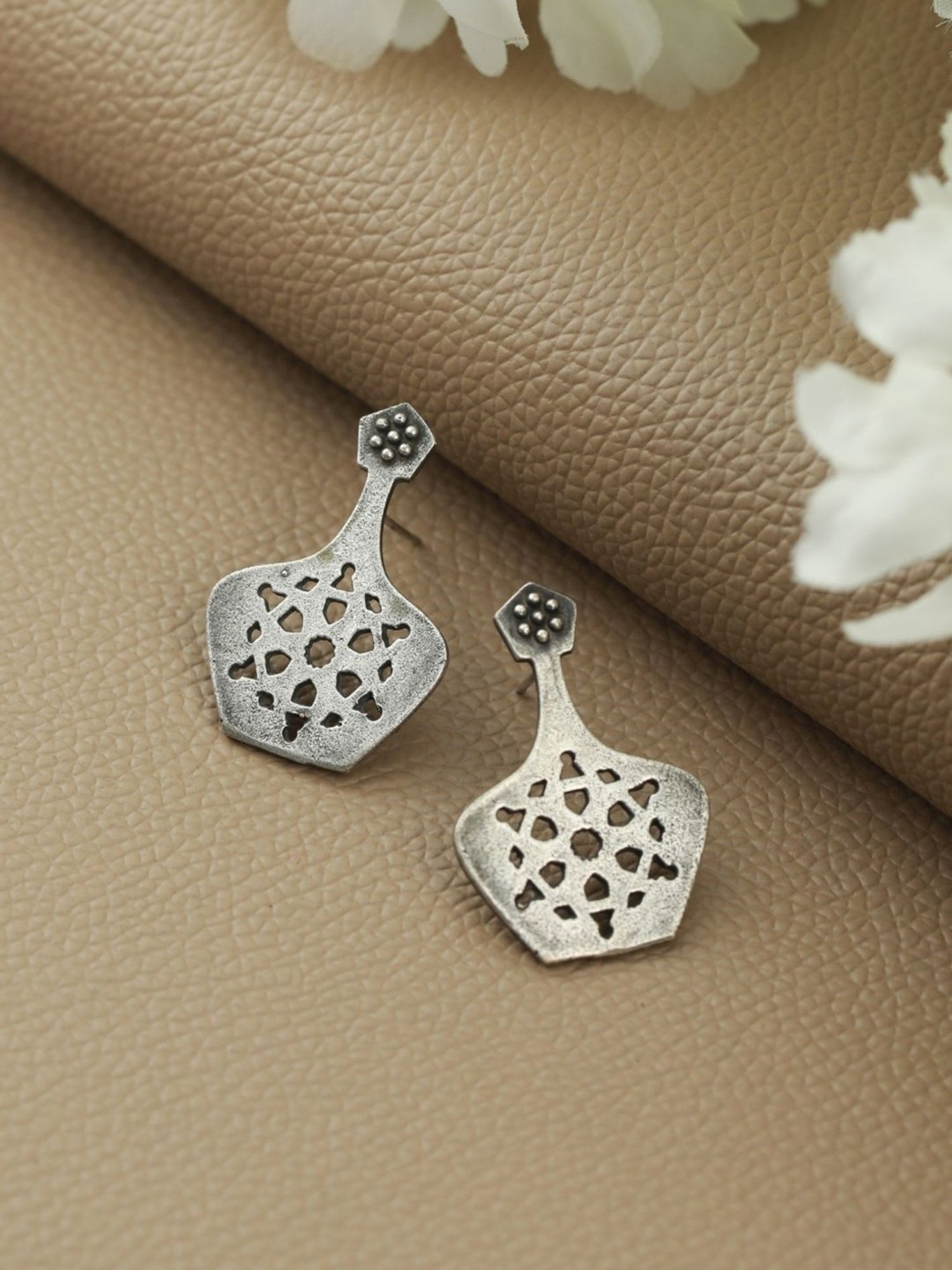 Aatmana Silver Look-Alike Dome Shaped Stud Earrings for Women