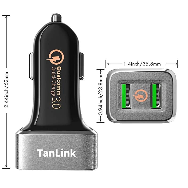 30 Car Charger 36W Dual USB Quick Charge 30 Car Charger for iPhone iPad LG HTC Nexus Motorola and More UL Listed