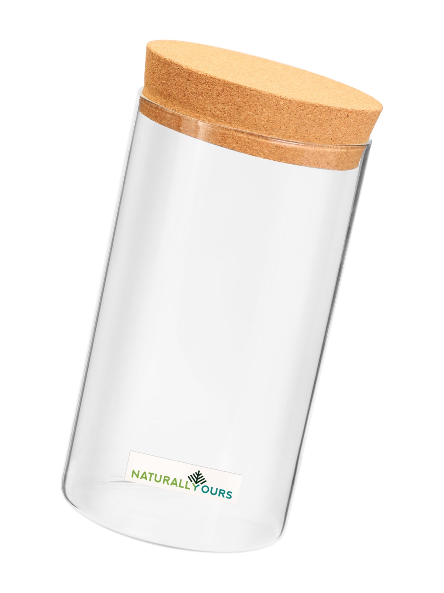 NATURALLYOURS Borosilicate Transparent Glass Storage Jars With Cork Lid - 1250 ml