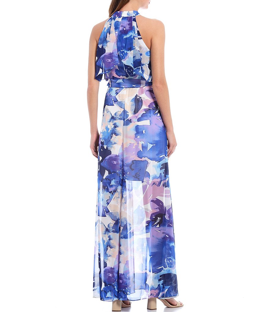 White Boho Stripes & Floral Print Floor Length Tank Dress