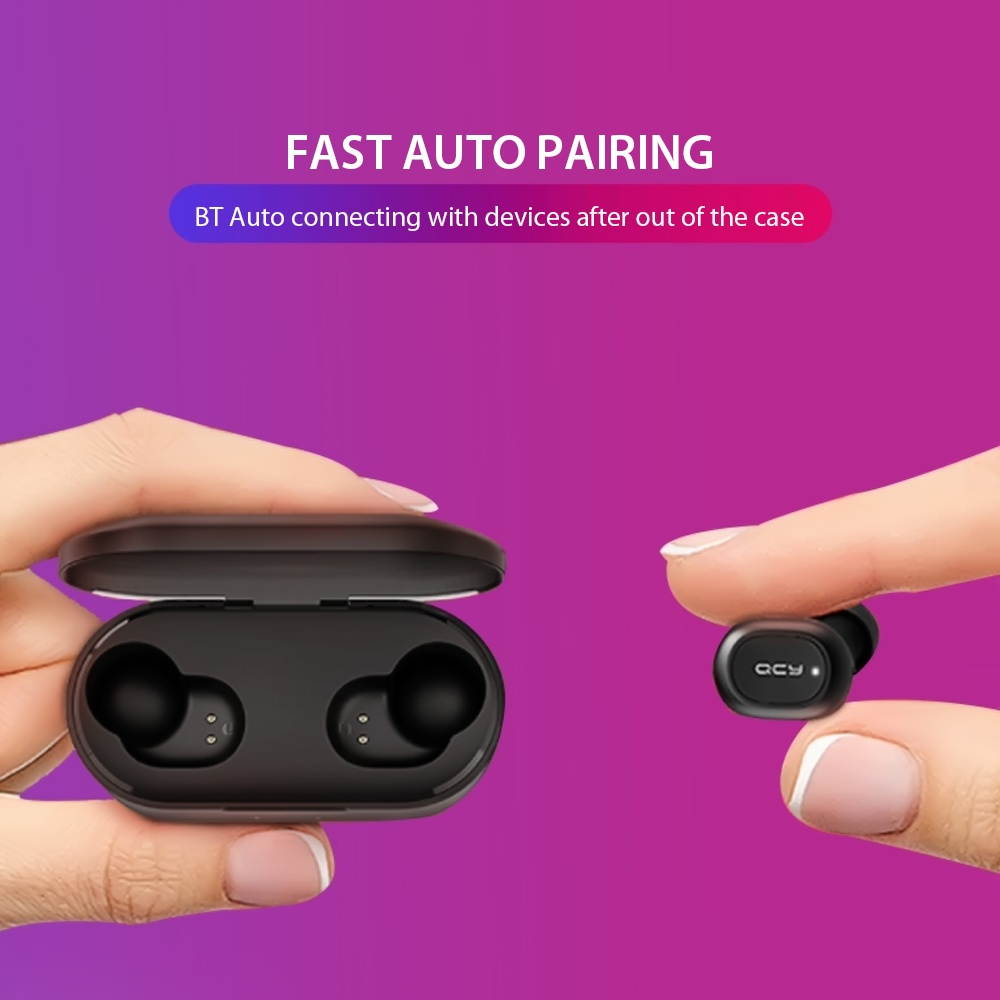 Global Version Xiaomi QCY T2C TWS BT Wireless Earphones with Dual Microphone 800mAh Charging Box Stereo BT Headsets Sports Running Mini Earbuds