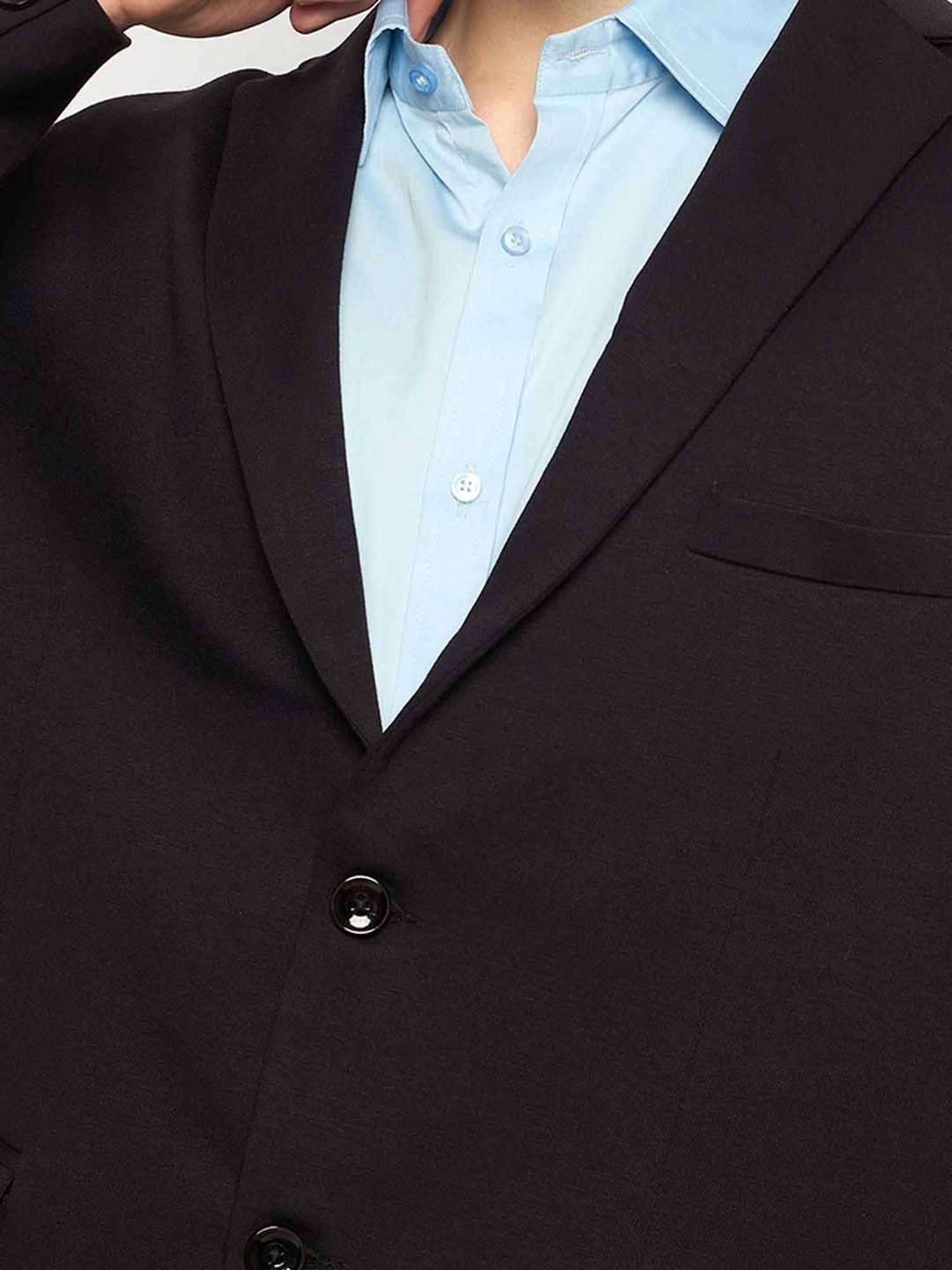 Club York Black Regular Fit Two Piece Suit