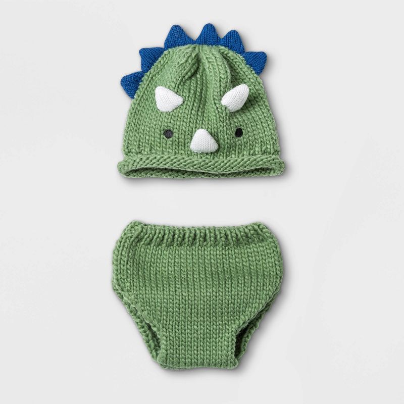 Baby Boys' Dino Hat and Diaper Cover Set - Cloud Island™ Green One Size
