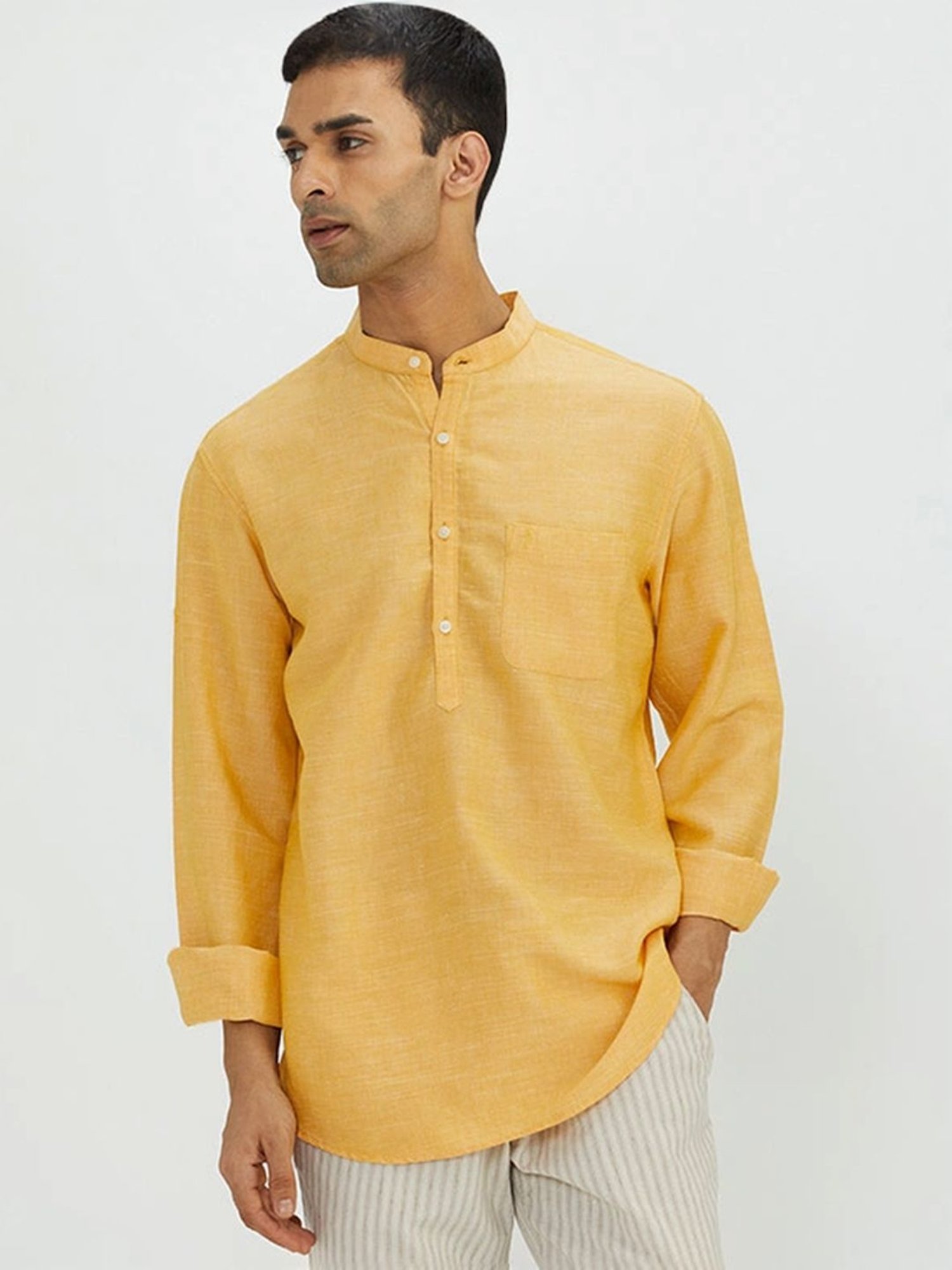 Indian Terrain Ochre Slim Fit Short Kurta