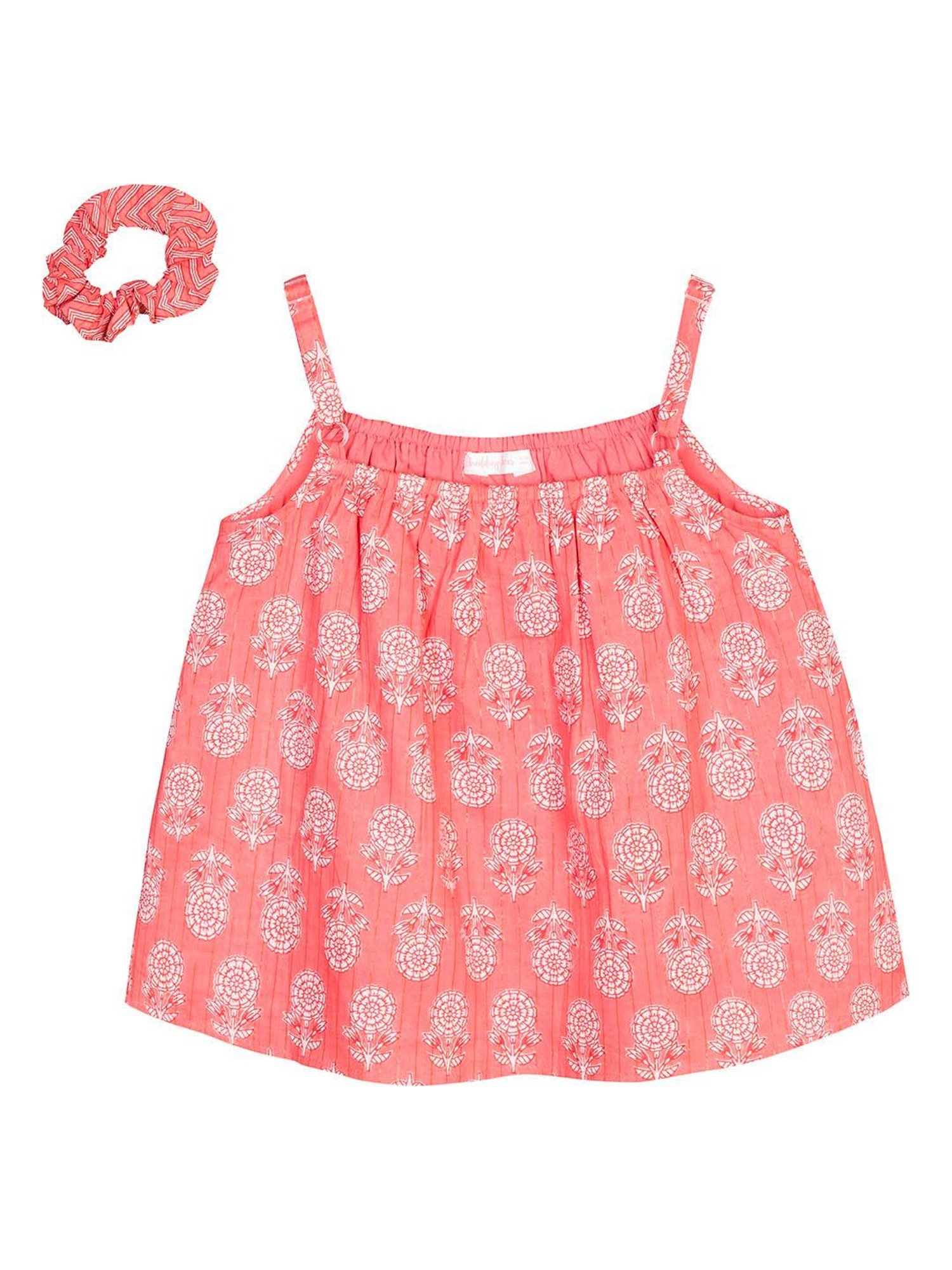 Budding Bees Kids Peach Floral Print Top with Sharara