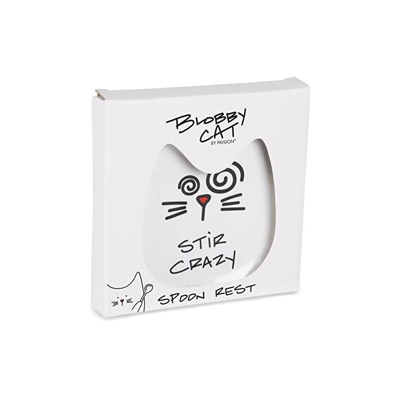 Blobby Cat, Cat Spoon Rest "Stir Crazy", 5", White