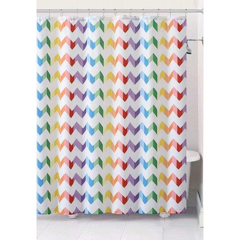 GoodGram Home Pride Vivid Rainbow Chevron Fabric Shower Curtain - Standard Size -