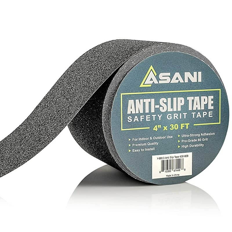 Grip Tape Roll 4 Inch x 30 Foot | AntiSkid Tape with High Traction 80 Grit | Weatherproof Tread for Indoors Outdoors | NonSlip Safety Grippy Pad for Stairs Steps Deck Ladder More