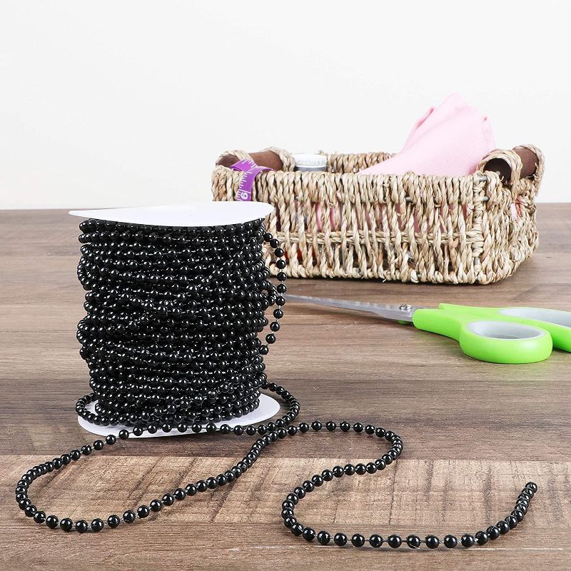 Bright Creations Black Pearl Beads on a String Roll for Arts and Crafts (4 mm, 25 Yards)