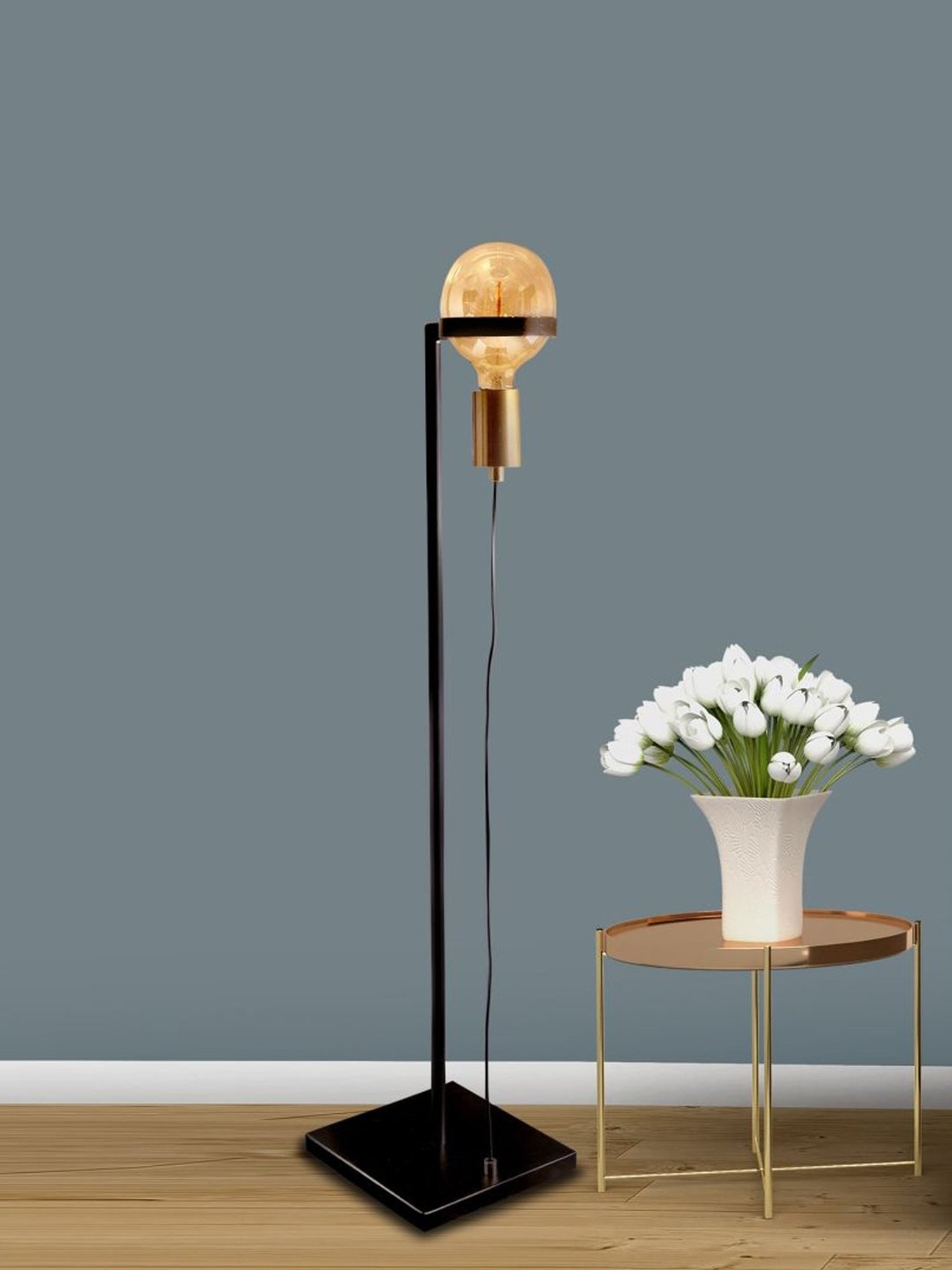 Kapoor Lamp Shades Black & Matt Gold Metal Ottelien Matte Floor Lamp