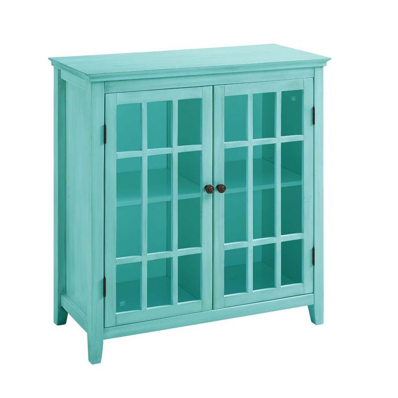 Linon Largo Antique Turquoise Double Door Cabinet