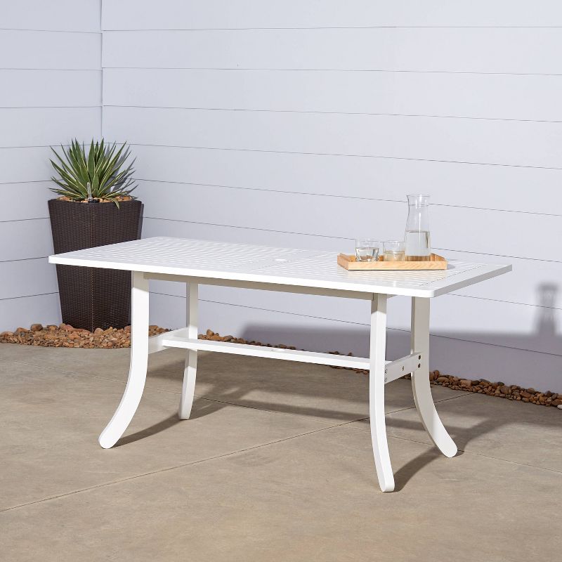 Bradley 7pc Rectangle  Wood Patio Dining Set - White - Vifah