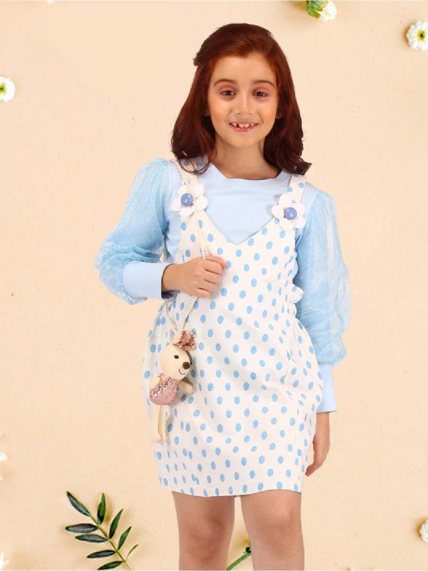 Peppermint Kids Black & White Printed Full Sleeves Dress