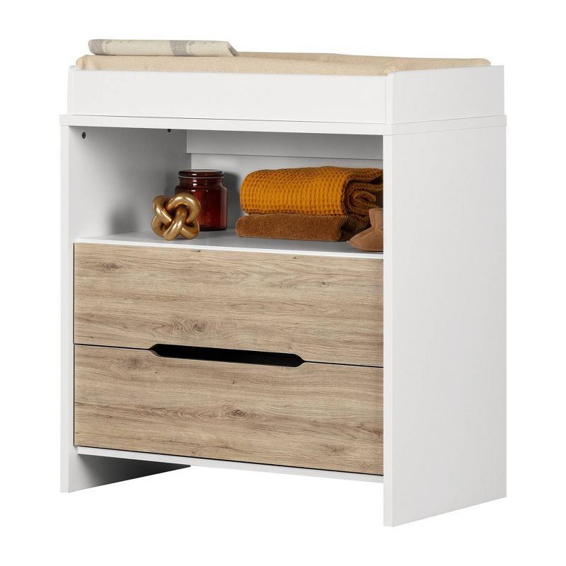 Cookie Changing Table - Pure White and Rustic Oak - South Shore