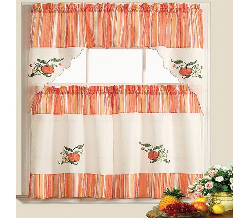 Ramallah Trading Citrus Garden Kitchen Curtain Set - 60 x 36, Orange