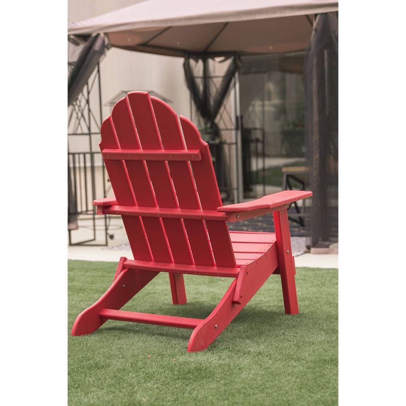 37.8" Foldable Weather Resistant  Outdoor Adirondack Chair - Red - XBrand