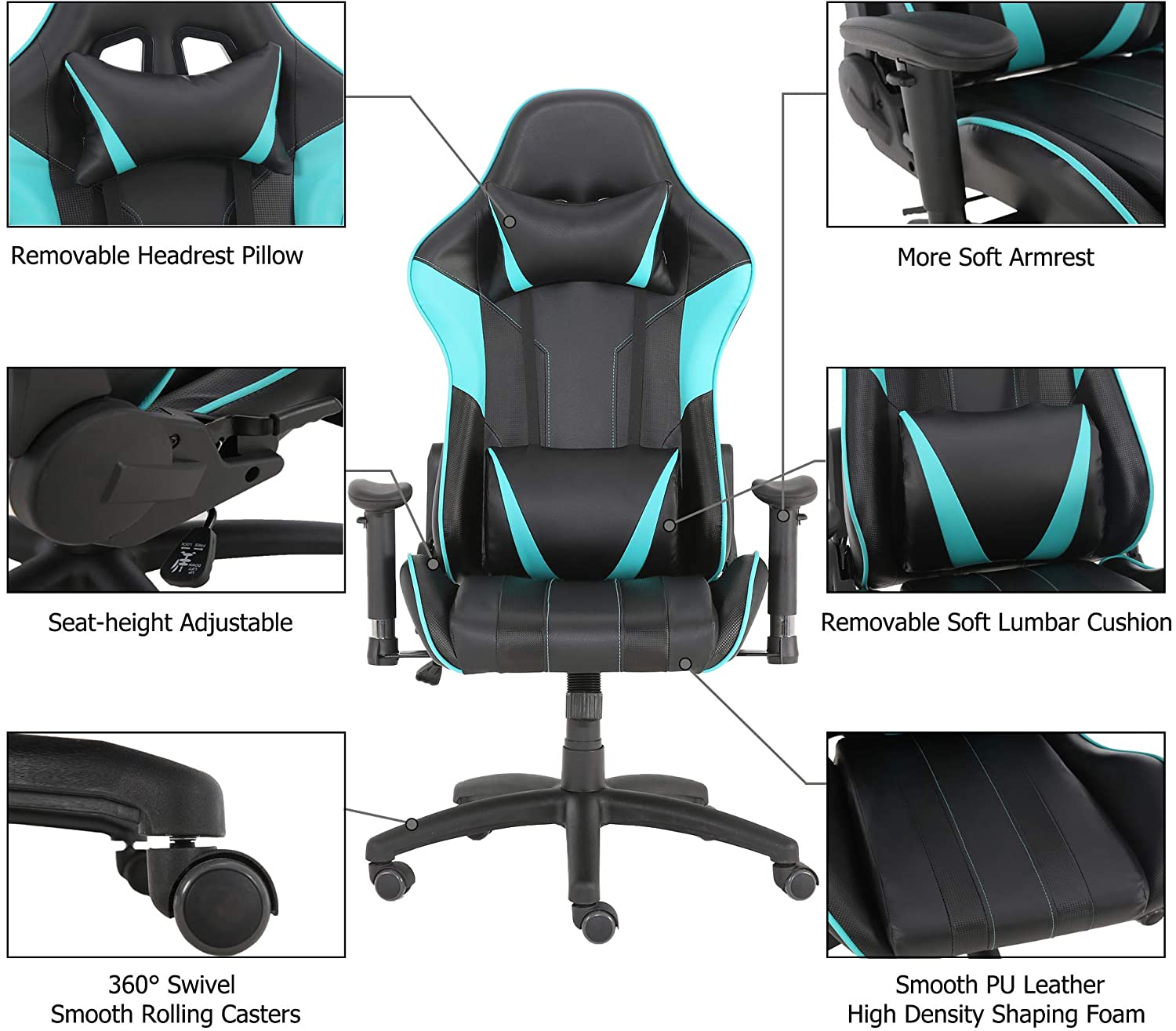Office Chairs, Office Swivel Chairs, with headrest and Lumbar Pillow