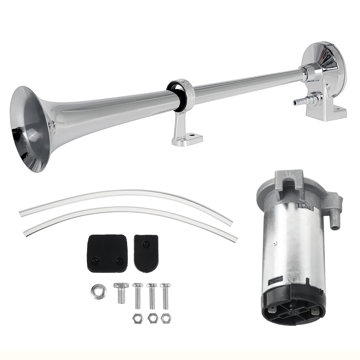 12V Electric Loud Horn Metal 150db For Truck Boat Car Universal Black