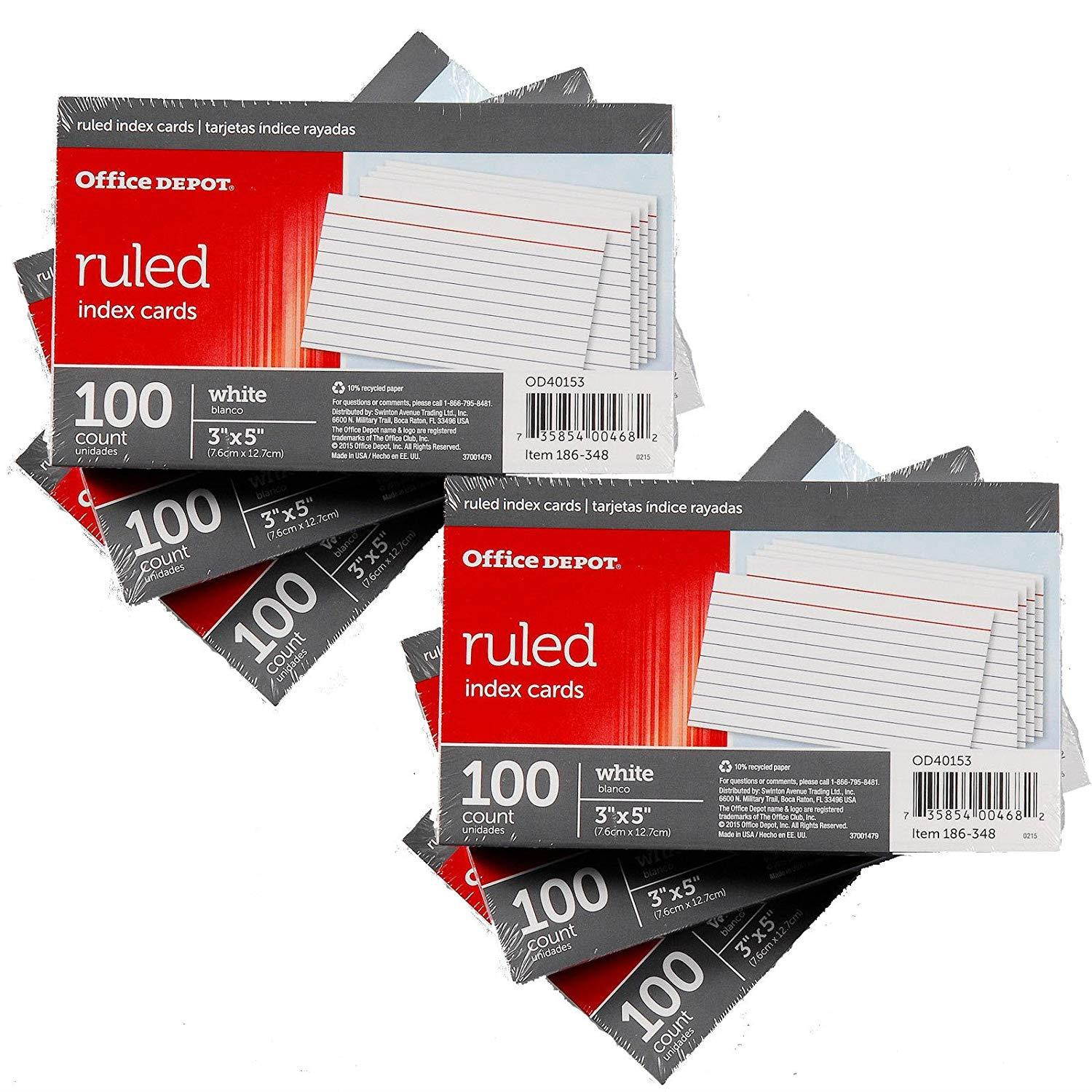Ruled Index Cards - 6 Packs of 100 Cards
