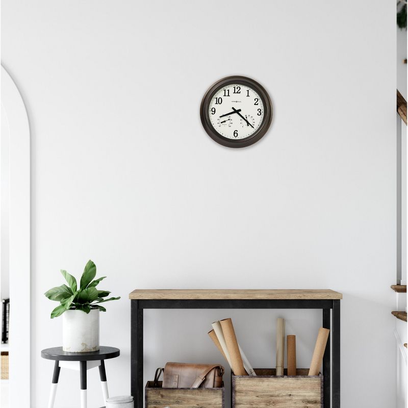 18"  Metal Outdoor / Indoor Atomic Clock with Thermometer - Weathered Black Finish - Acurite