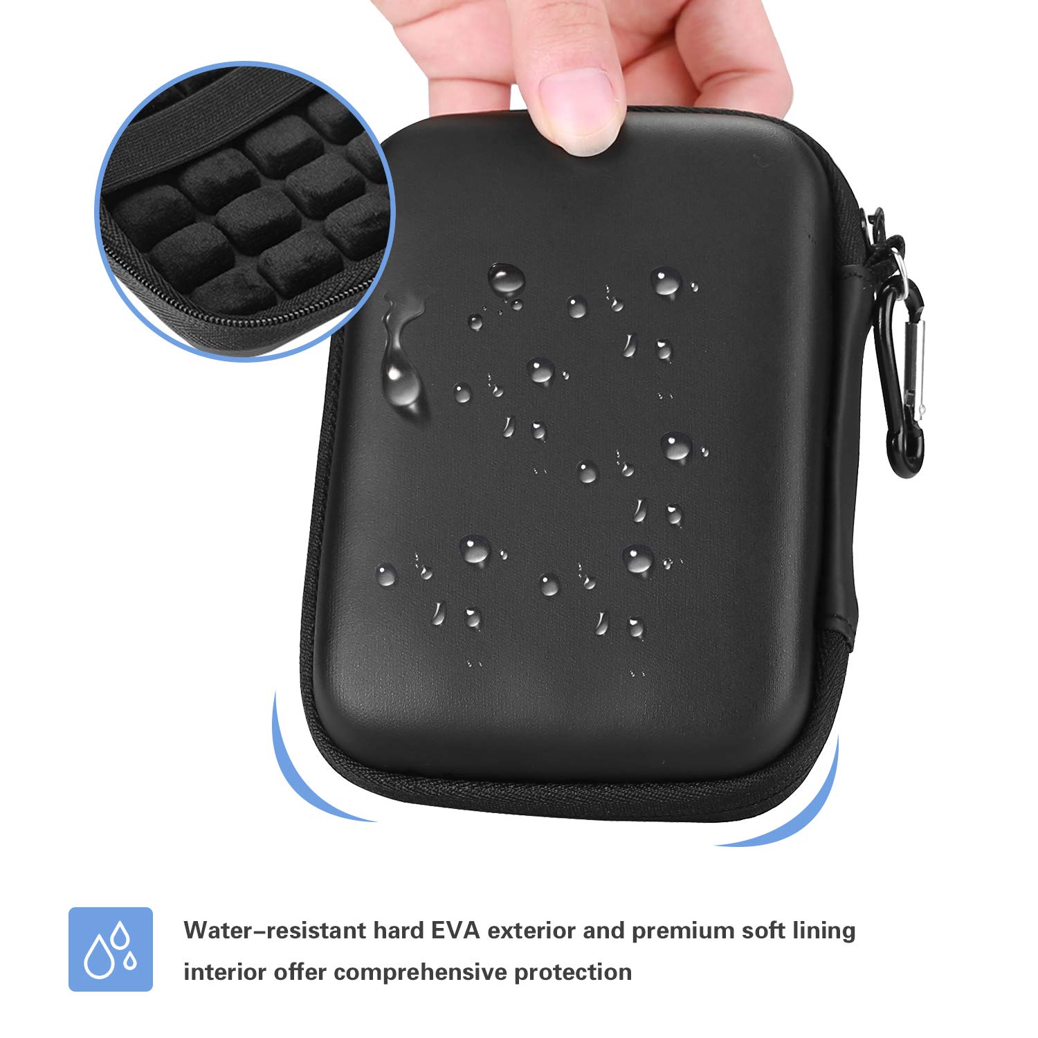 Procase Portable Hard Drive Case for Canvio Basics Western Digital WD Elements My Passport Seagate Portable Backup Plus Slim 1TB 2TB 3TB 4TB USB 3.0, 2.5&rdquo; Portable External Hard Drive Case -Black