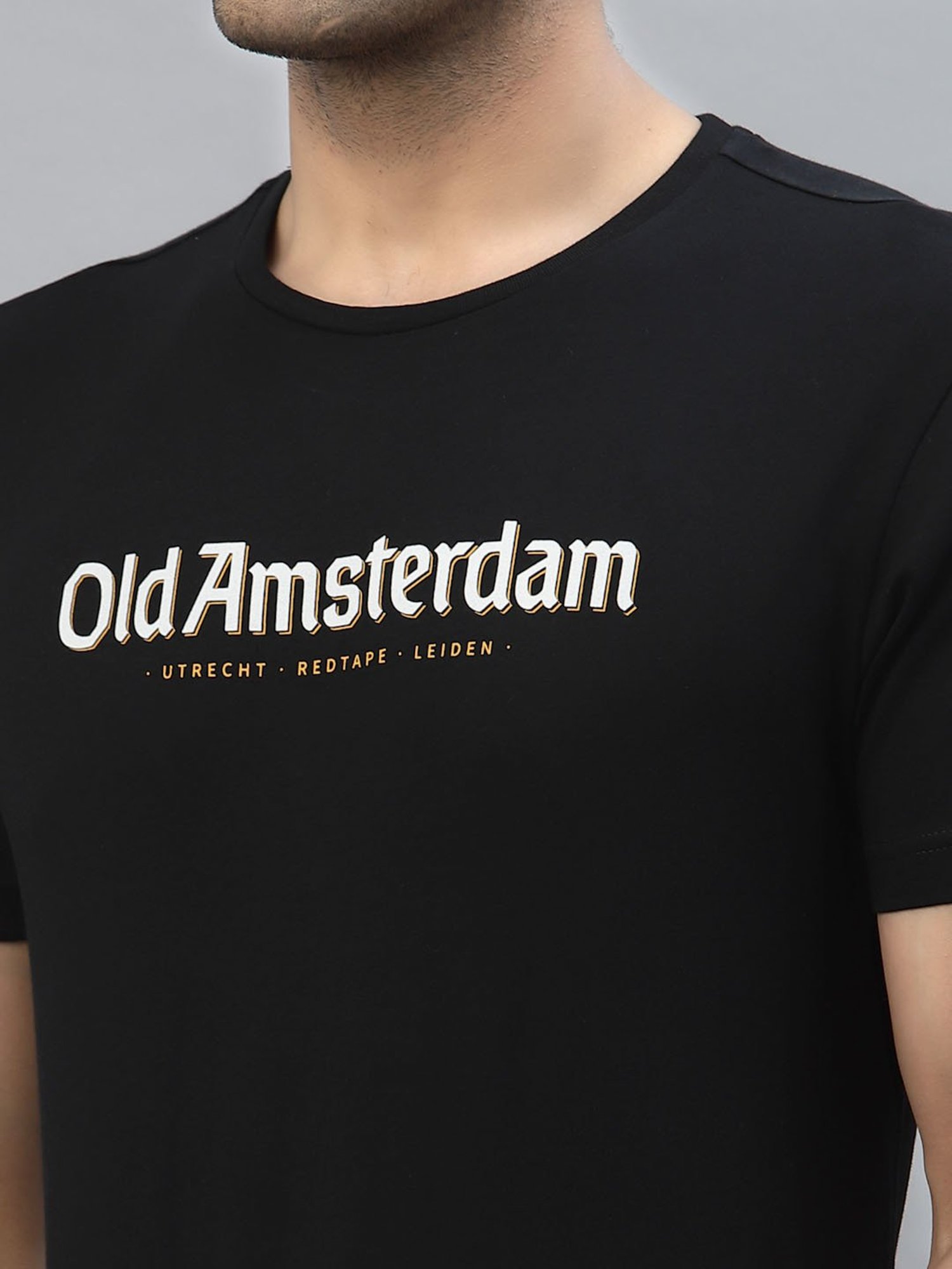 Red Tape Black Cotton Regular Fit Graphic Print T-Shirt